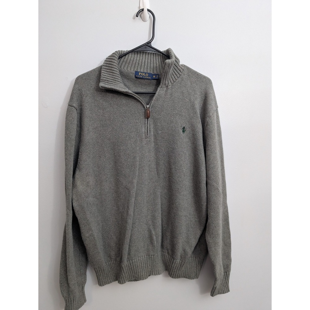 L2 Polo Ralph Lauren Pullover Sweater 1/4 Zip turtle Neck Sz XL ‎ Gray